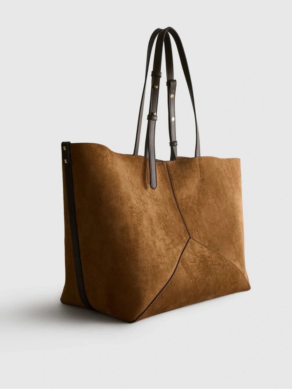 Classic Tan Tote Bag with Dark Handles